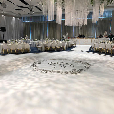 White Floor with Gold Mirror Monogram and Inline at the Hilton Downtown Cleveland for our friends at A Charming Fete