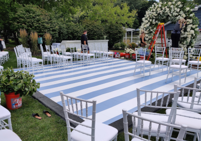 Blue and White Full Print Stripe Floor in Howard OH for our friends at A Charming Fete